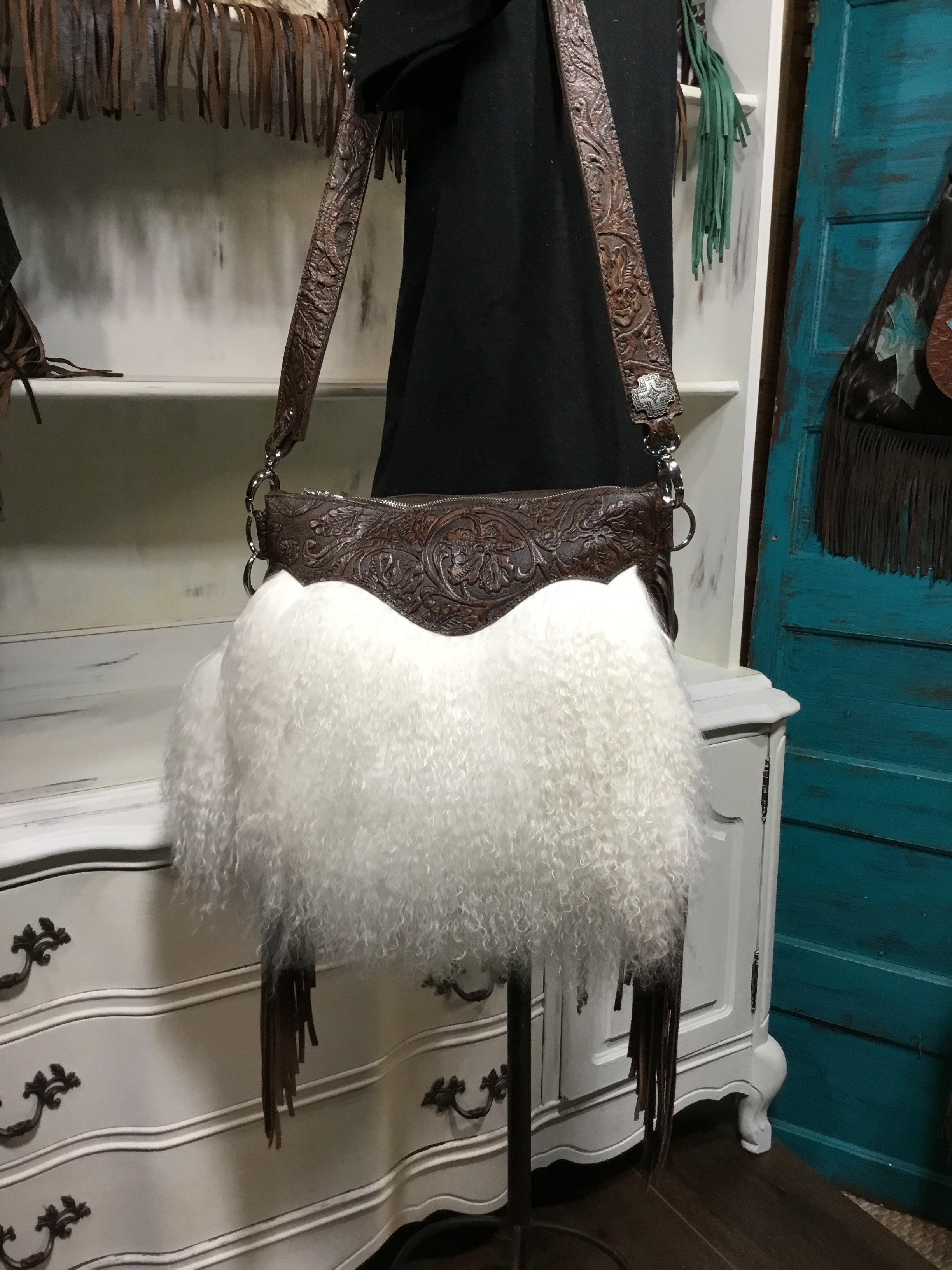 Sheepskin Leather Shoulder Bag  Woven Crossbody Bag Sheepskin