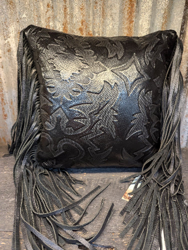 Leather Pillow with boot stitch 12" x 12"