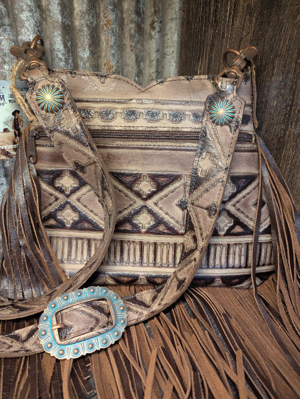 Hobo, Small Tan and Brown leather bronc