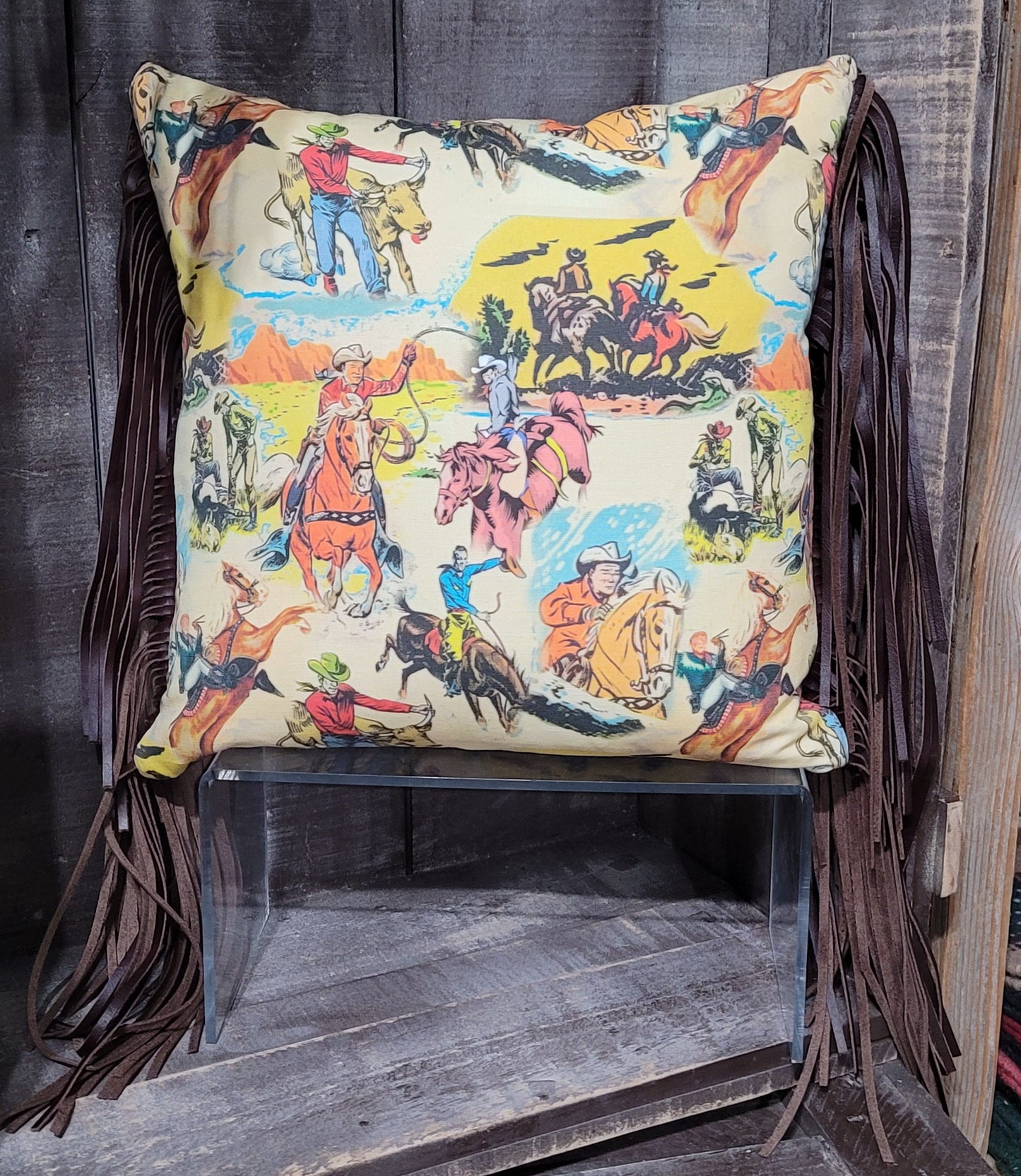 Retro Cowboy Leather Pillow