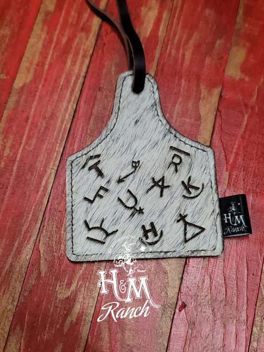 Leather Ear Tag Car Freshie, Brands Rafter T