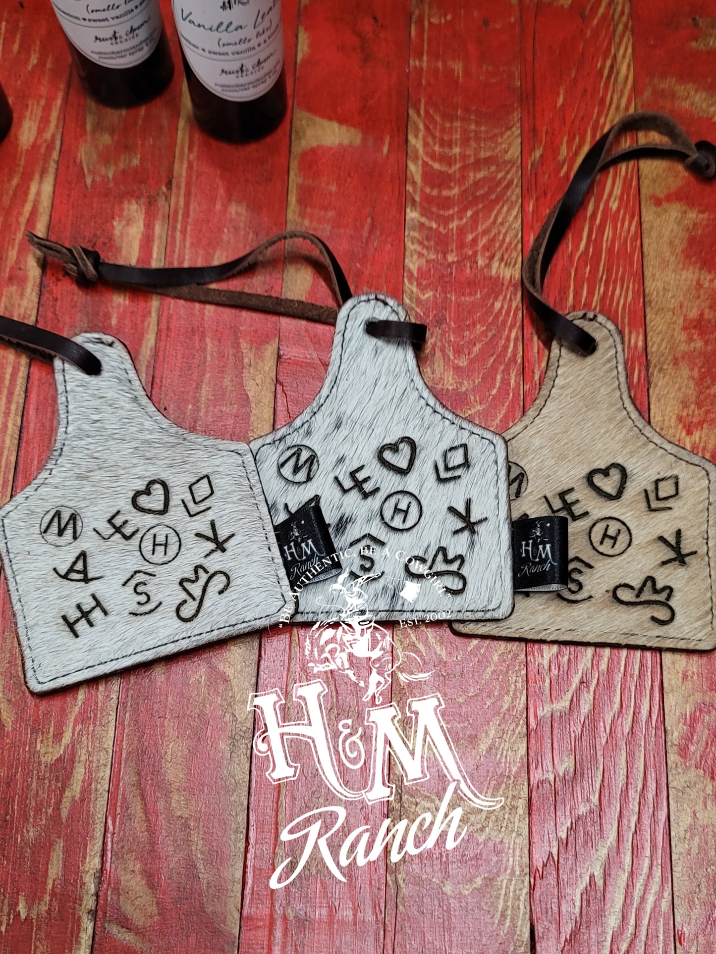 Leather Ear Tag Car Freshie, Brands Circle M