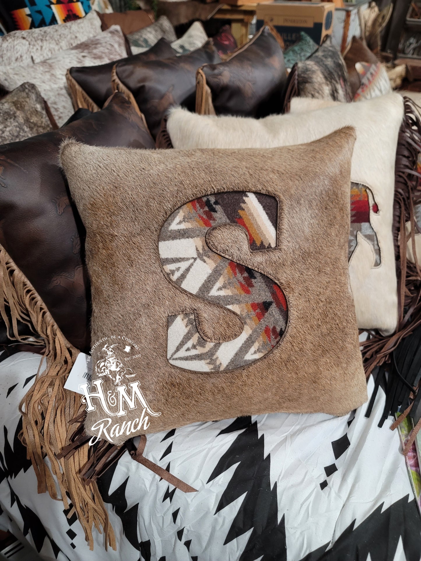 Initial Pillow with Pendleton Wool Inlay, 16x16