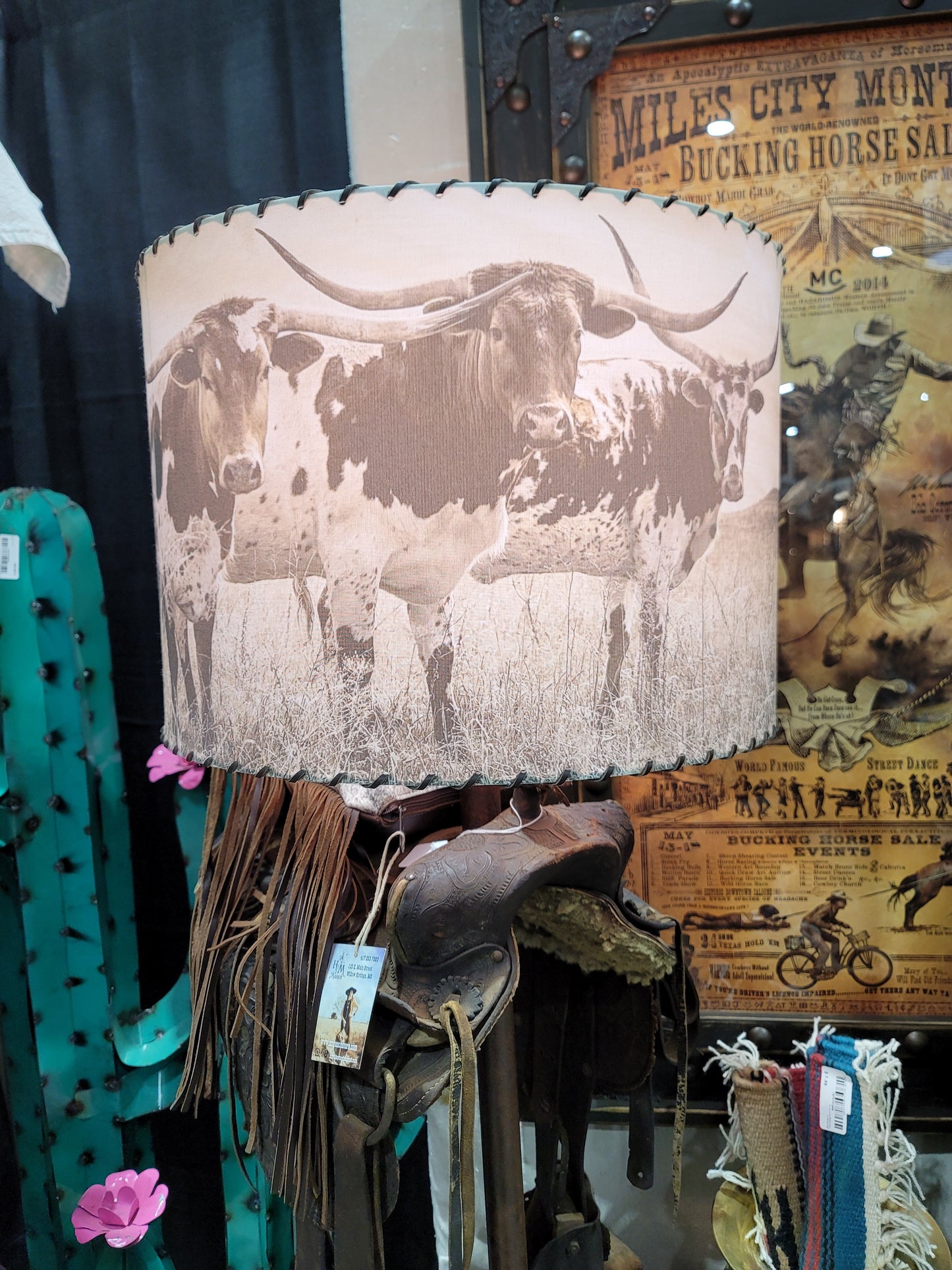Western Lampshade, Vintage Inspired, Longhorns XLG