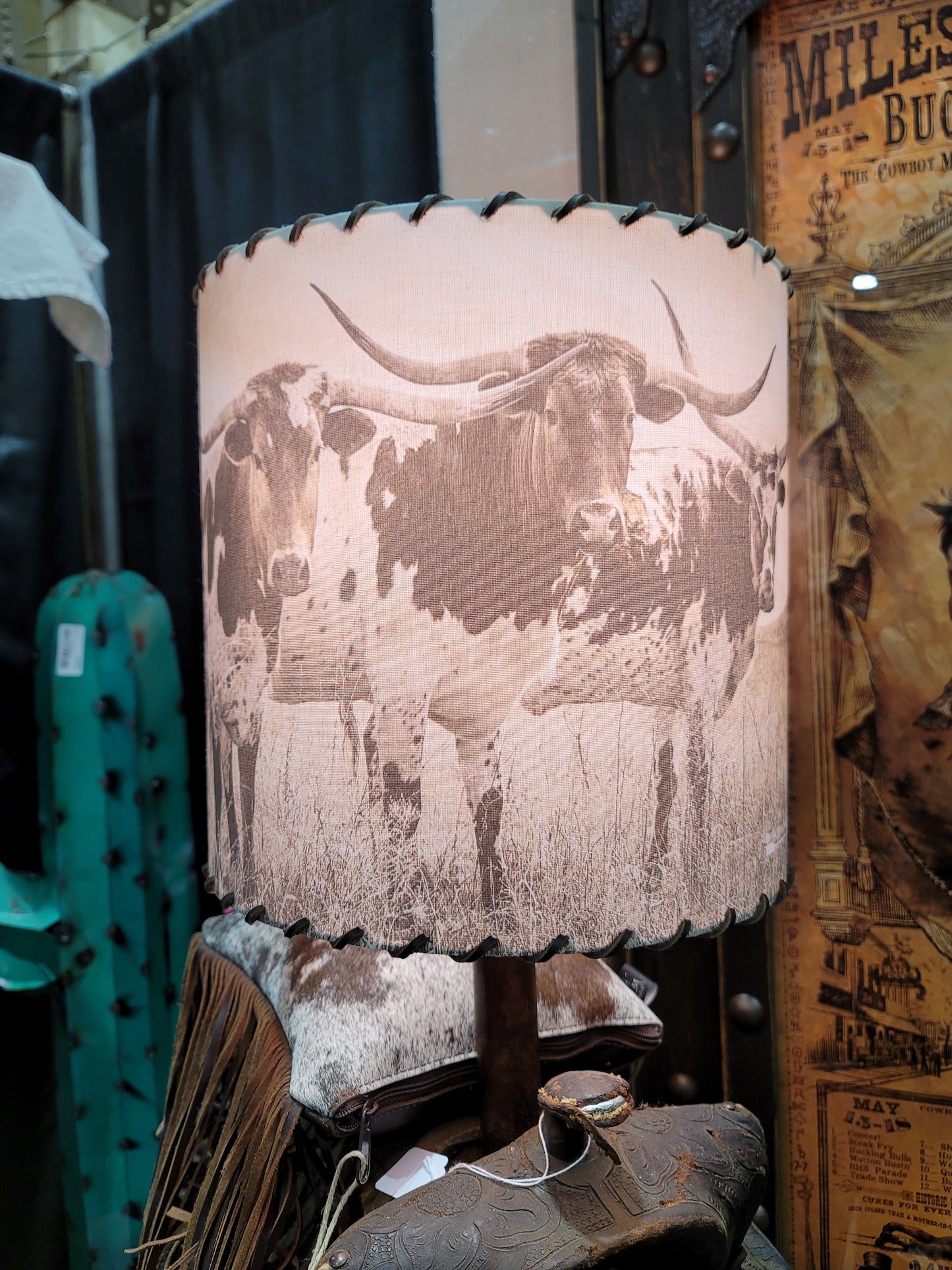 Western Lampshade, Vintage Inspired, Longhorn, Sm