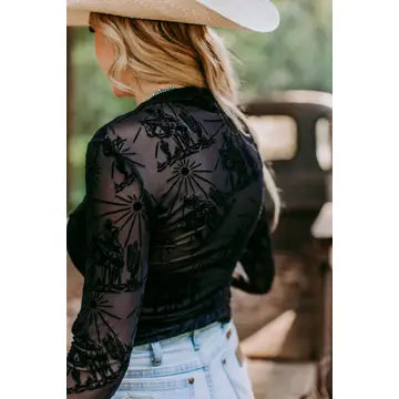 Western - 3 D Printed Mesh Top in Black
