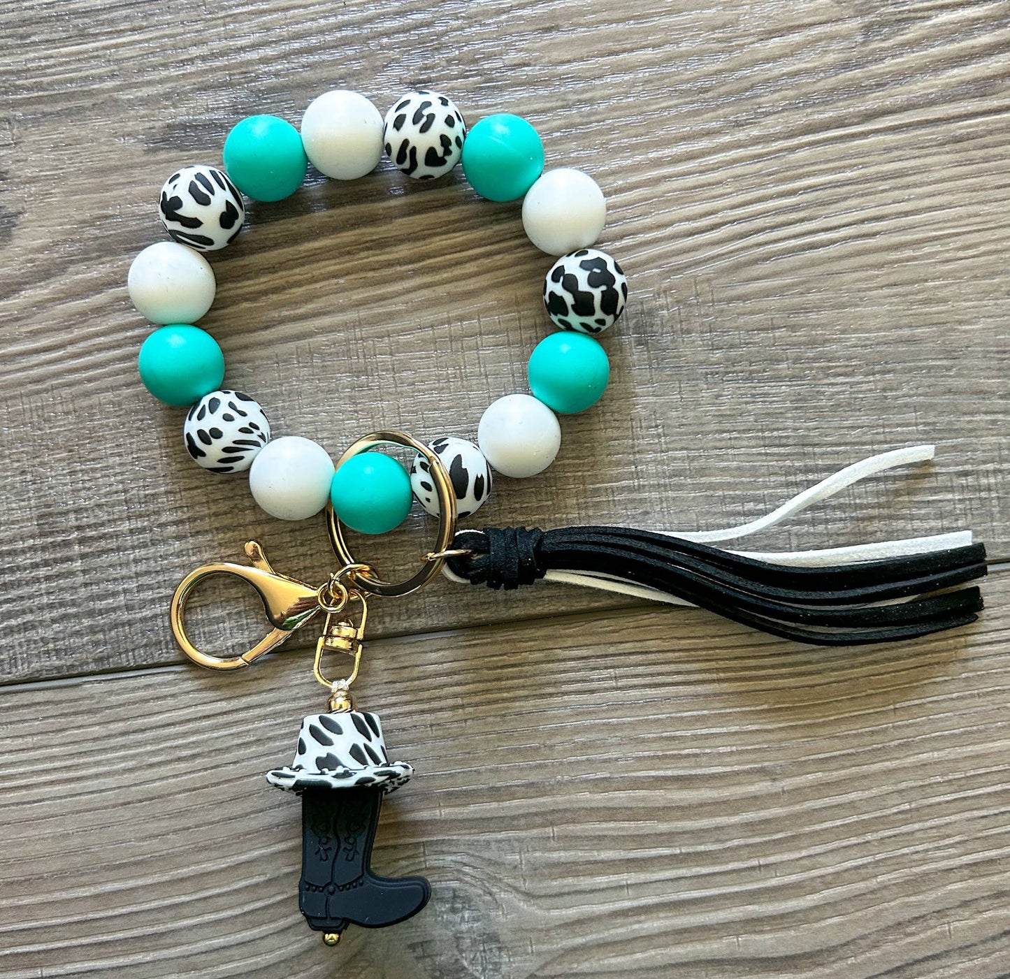 Hat and Boot Silicone Beaded Western Wristlet Keychain