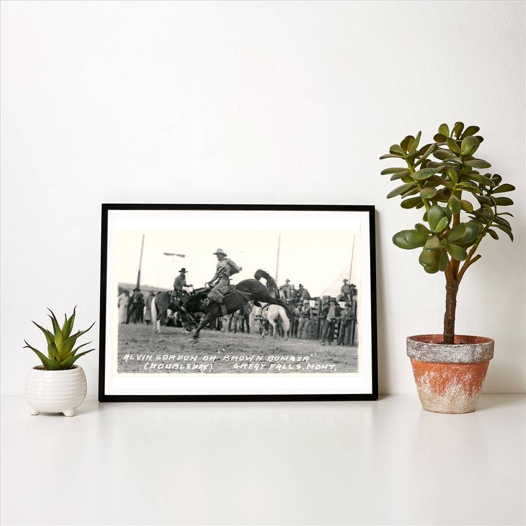 Art Print CB-150 Cowboy on Bucking Bronco, Montana