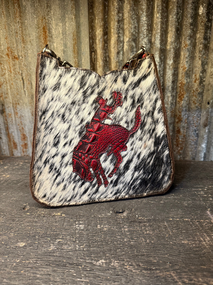 Ranchette, Red croc bucking cowboy