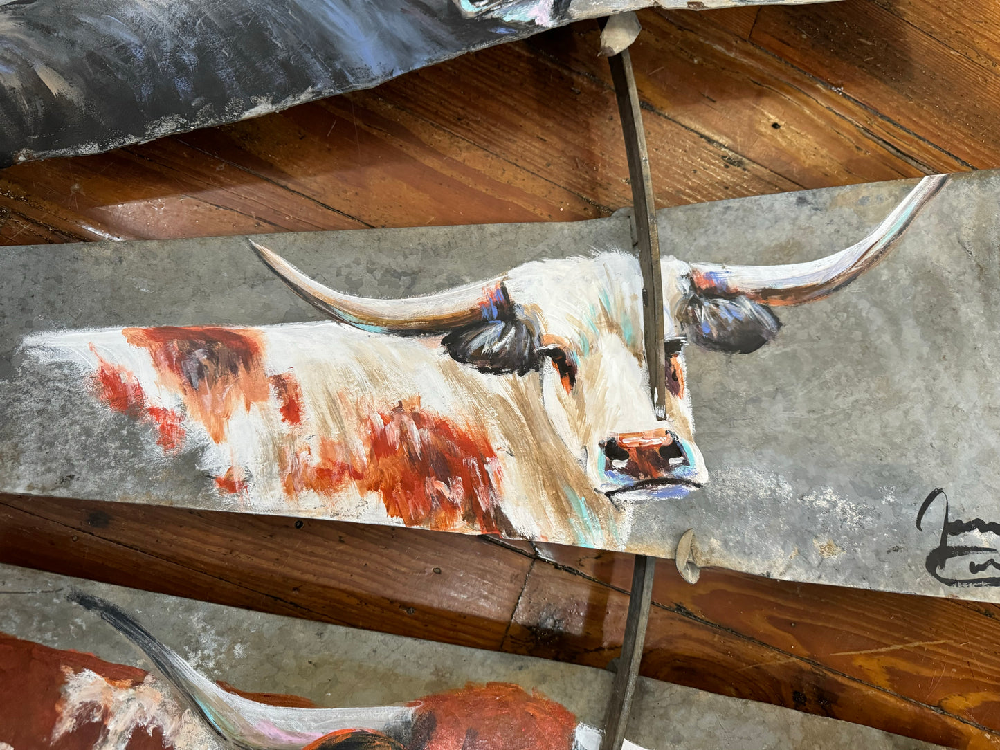 Triple Longhorn Windmill Blades, Jennifer Casebeer Art