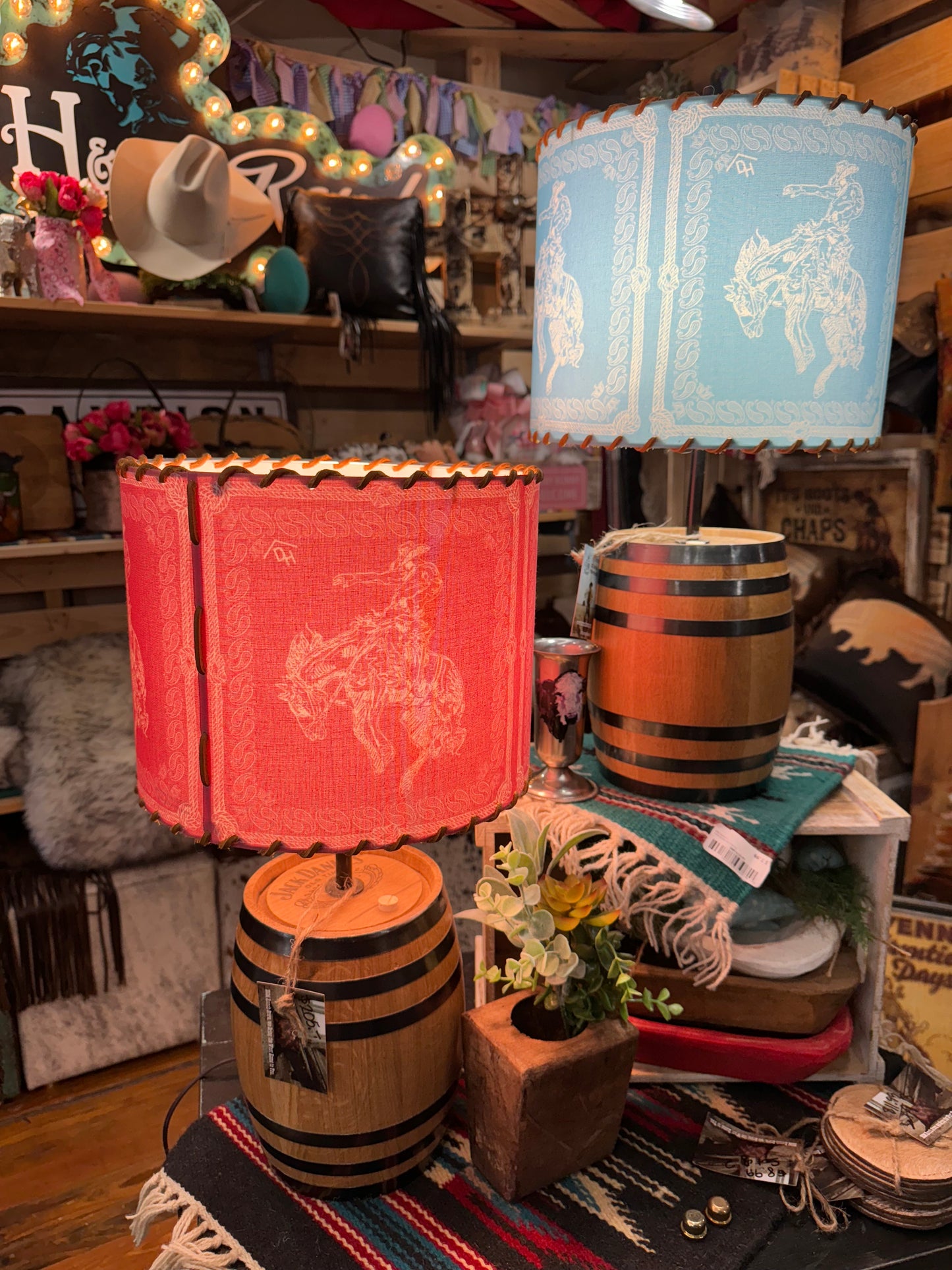 Western Lamp Shades - Bronc Blue