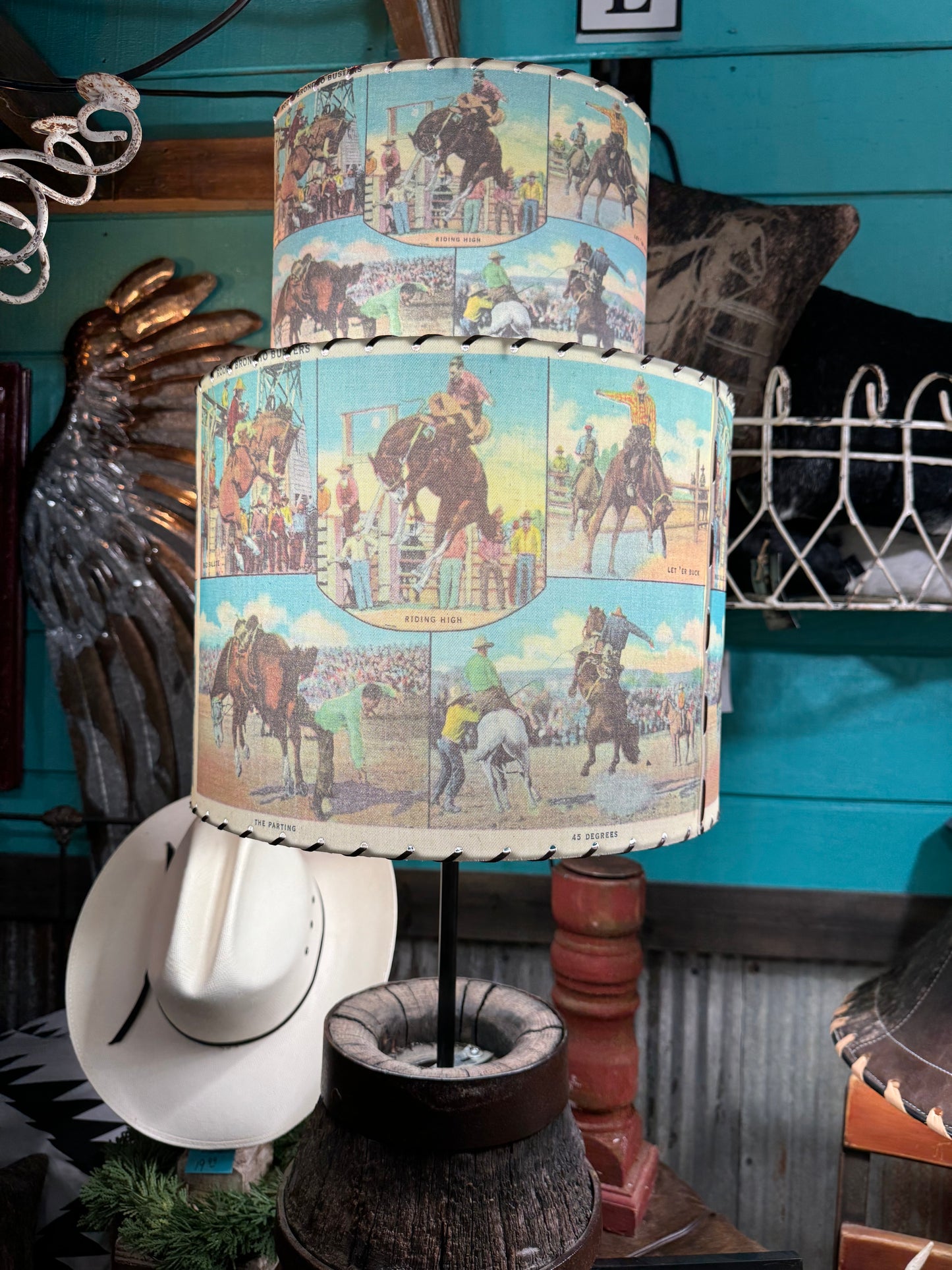 Western Lamp Shades - Rodeo Post Cards