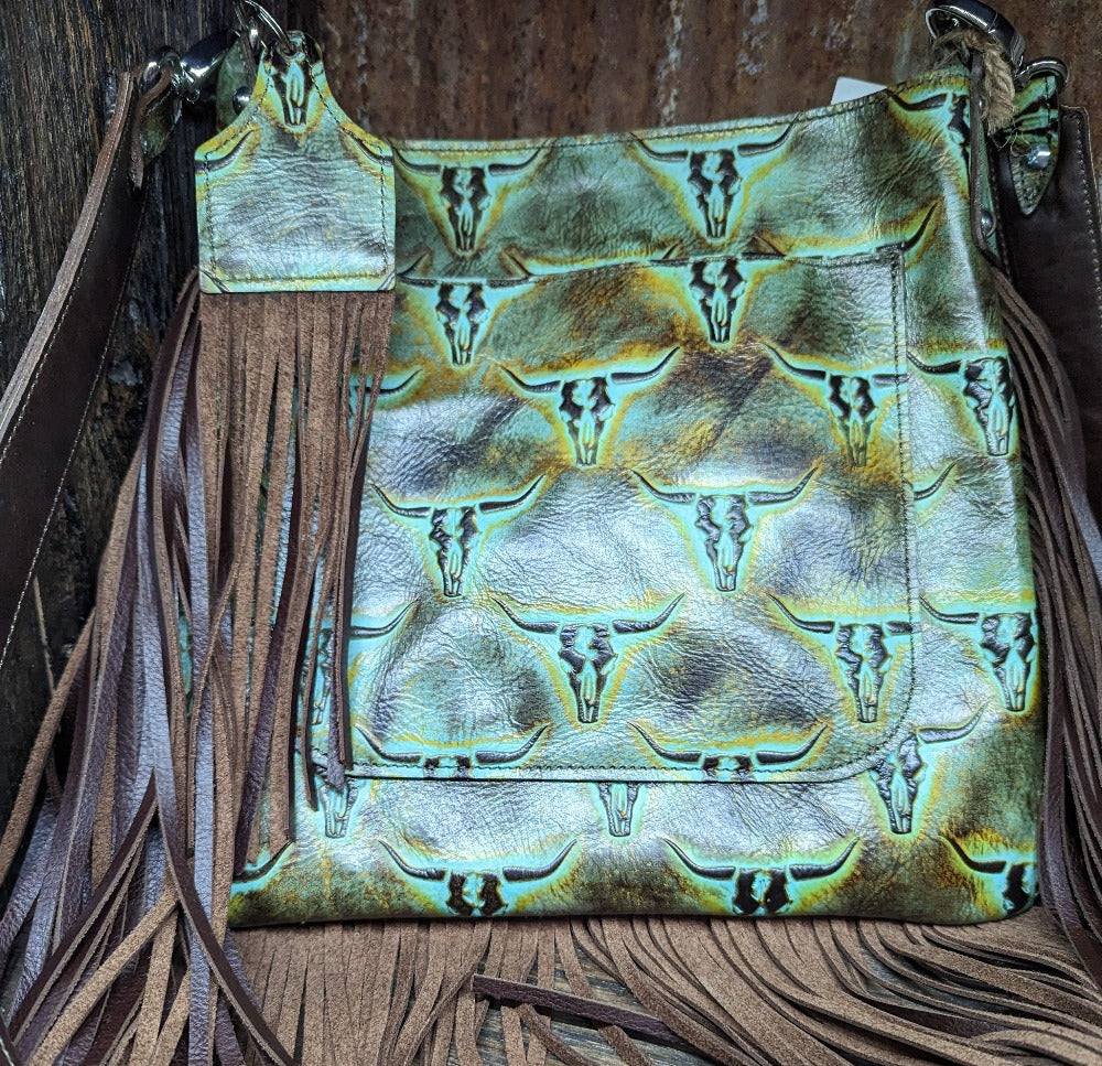 Mid Rise, Brown and Turquoise Longhorn