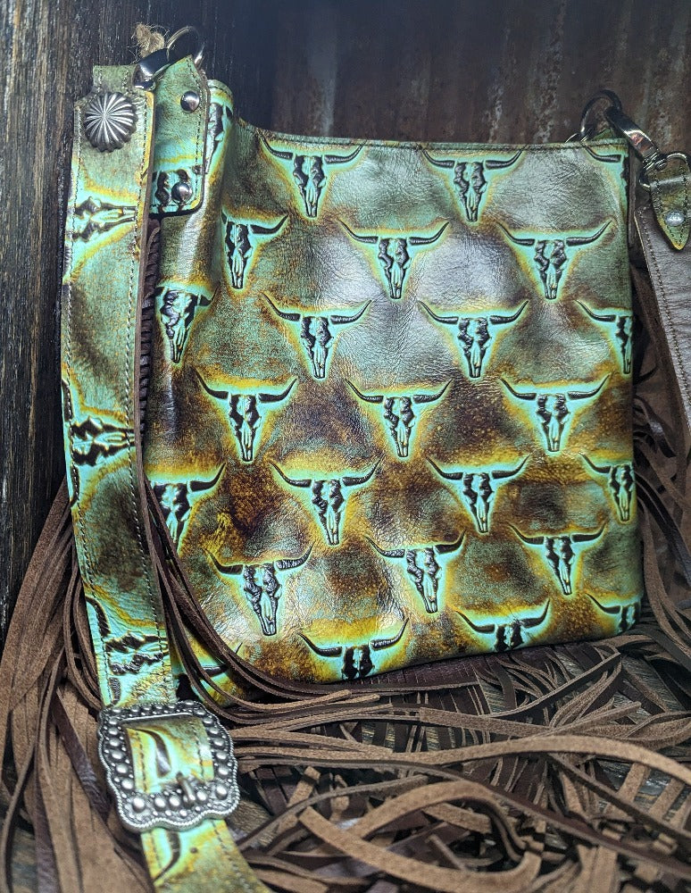 Mid Rise, Brown and Turquoise Longhorn