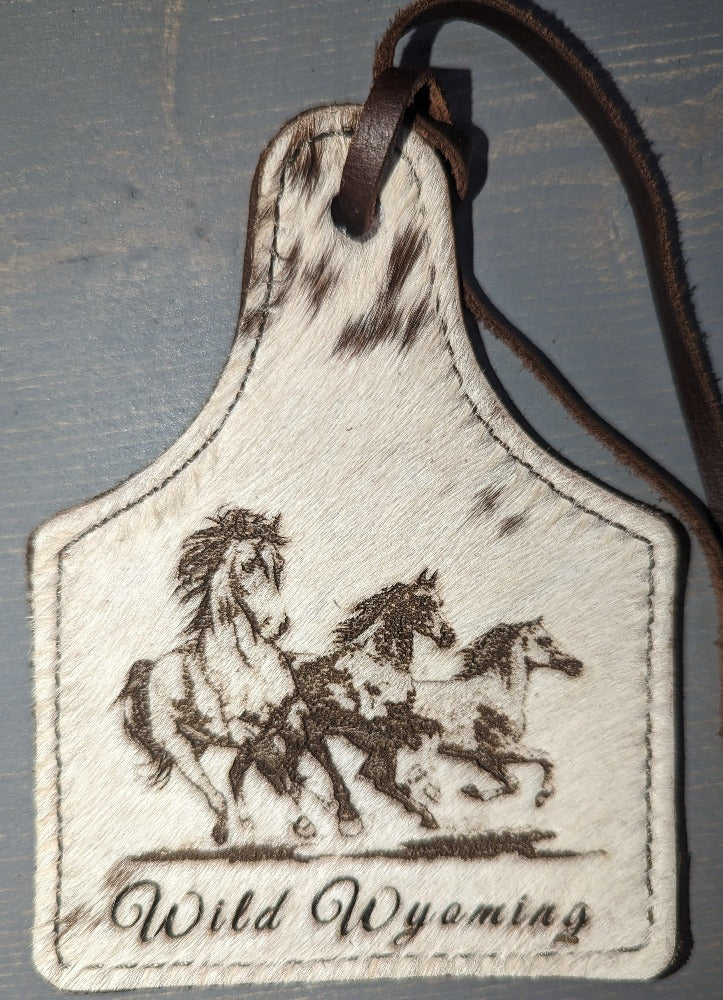 Leather Ear Tag Car Freshie, Wild Wyoming