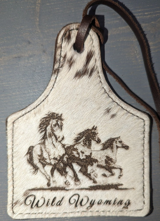 Leather Ear Tag Car Freshie, Wild Wyoming