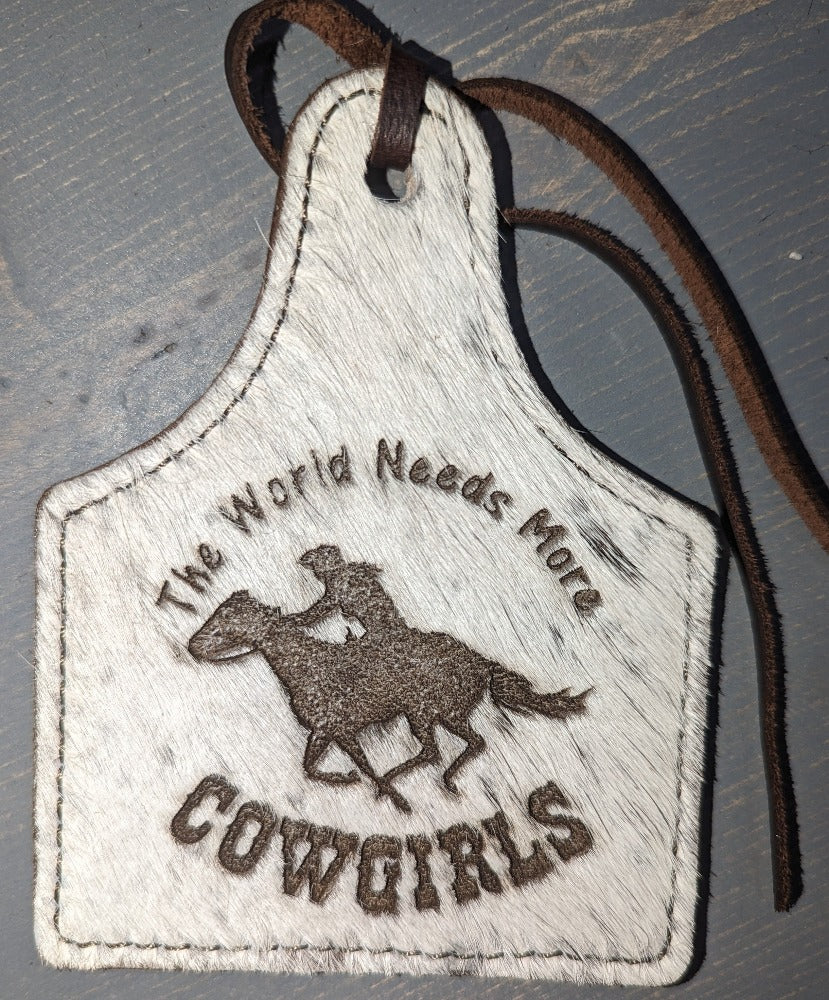Leather Ear Tag Car Freshie, World needs more cowgirls