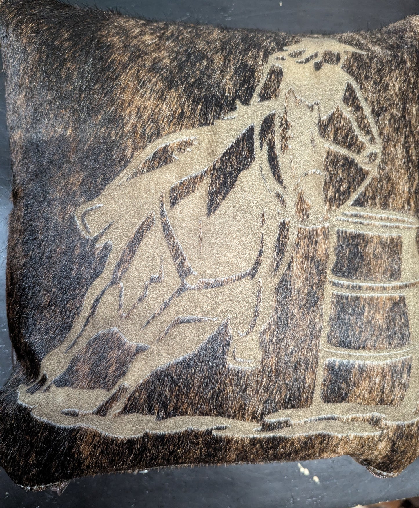 Barrel Racer Leather Pillow - 12 x 12