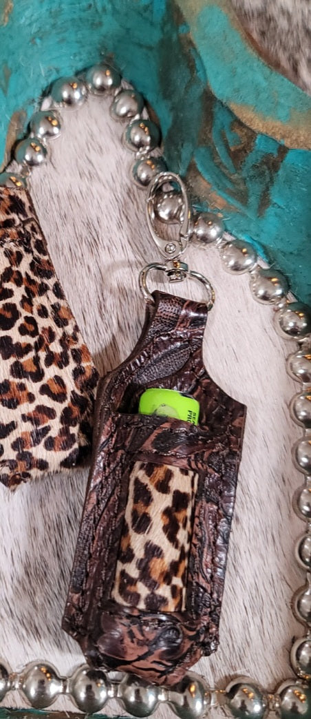 Leather holder for lip balm