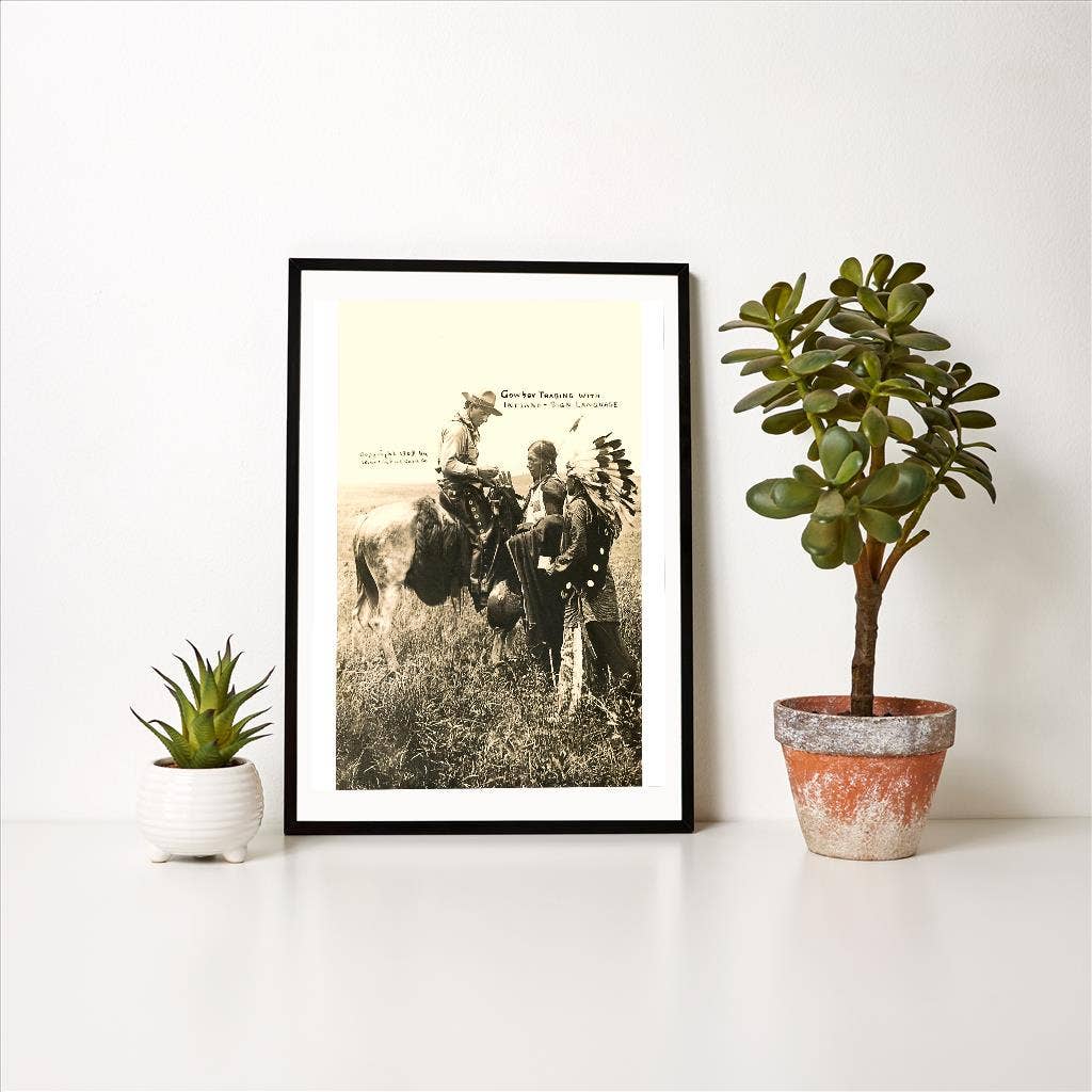 Art Print CB-189 Cowboy and Indians Trading