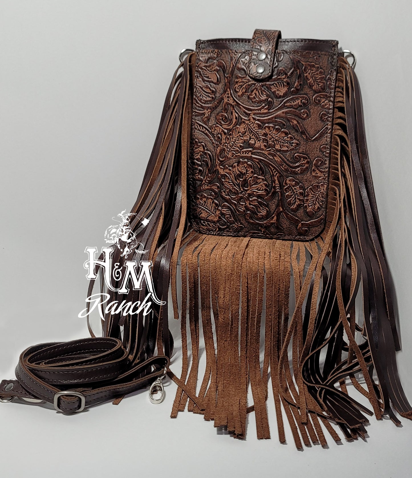 Credit Card Crossbody Bag, Hair on Cowboy tooled