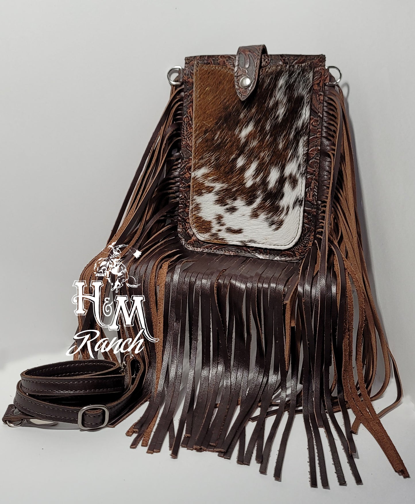 Credit Card Crossbody Bag, Hair on Cowboy tooled