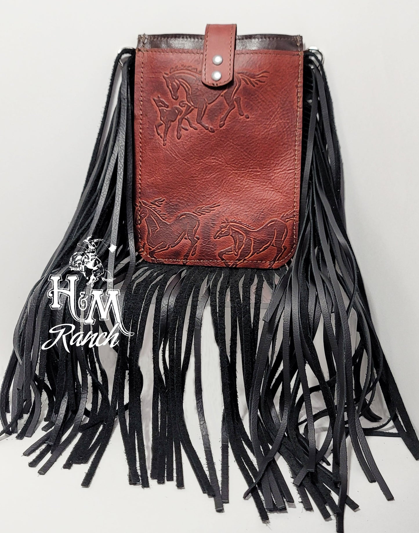 Credit Card Crossbody Bag, Running Horses Red