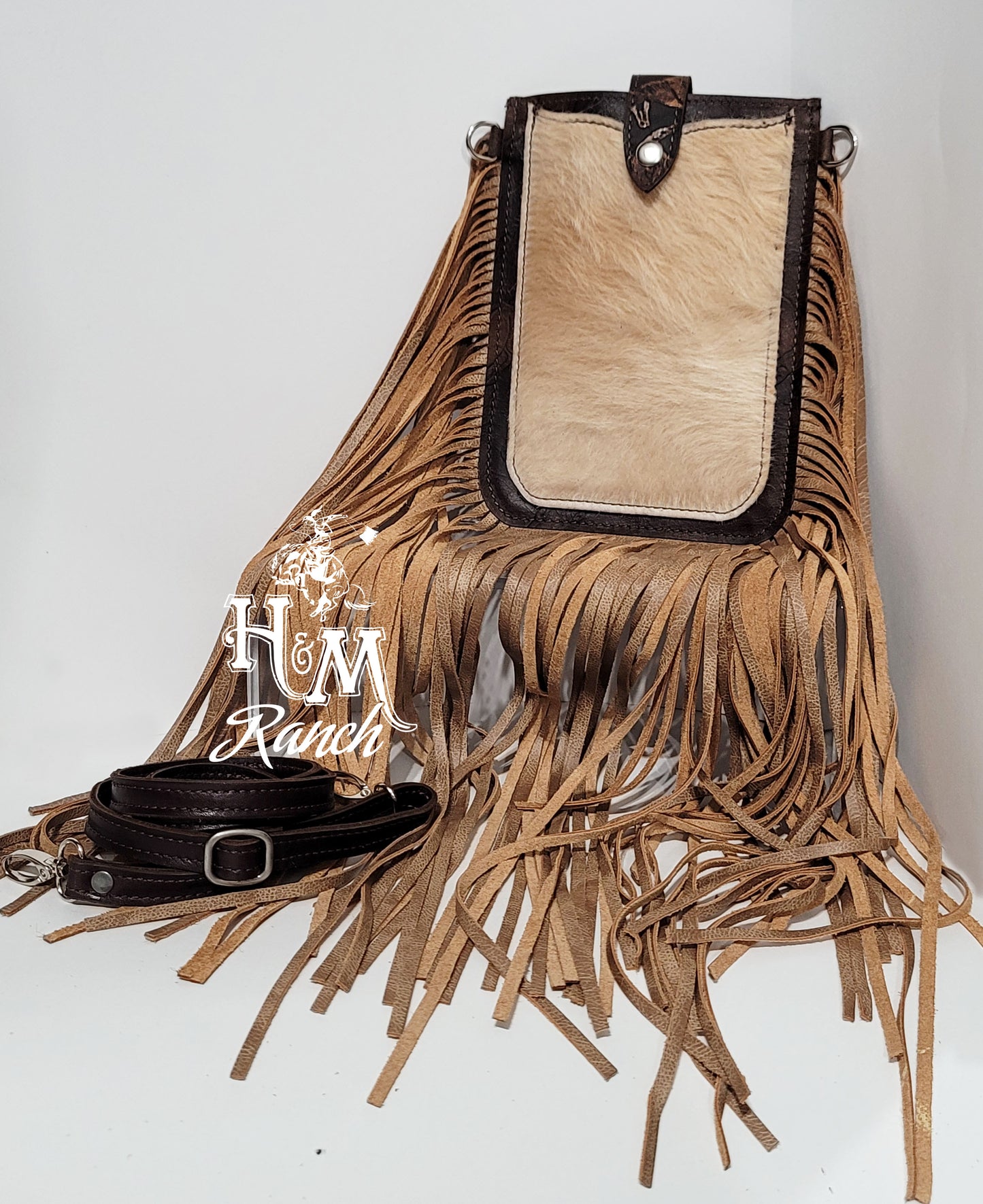 Credit Card Crossbody Bag, Running Horses Brown