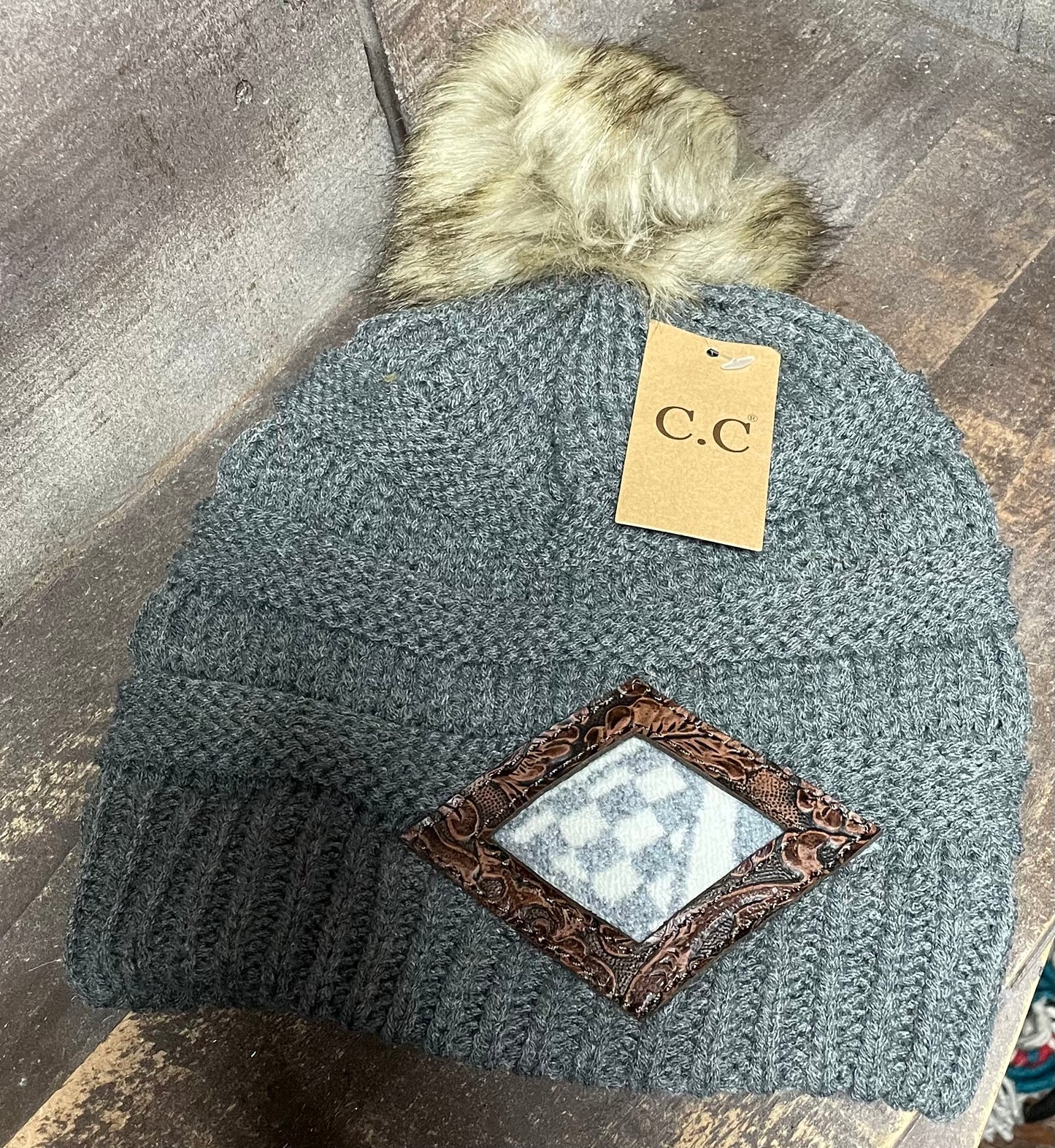 Diamond Ridge White CC Beanie with Pom