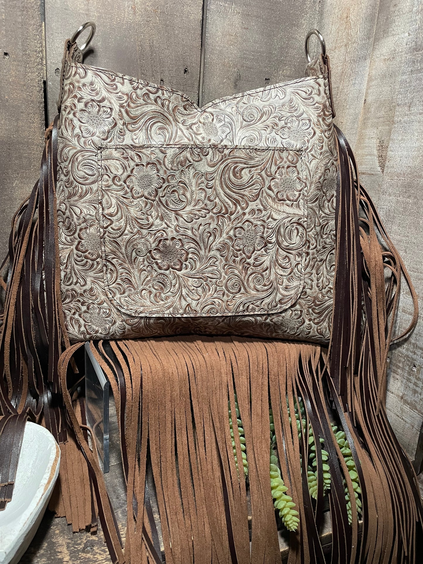 Hobo, Large Western Cream Floral , Wool Corner Accent