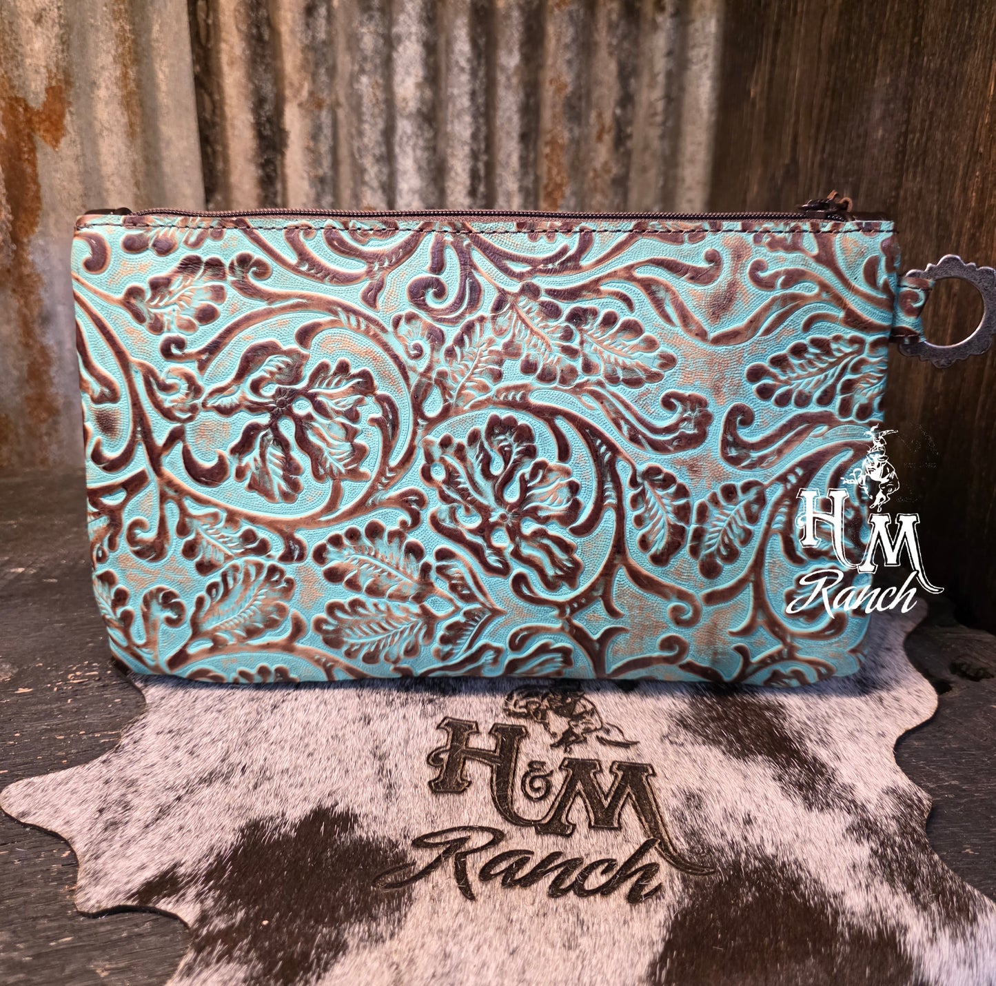Bank or Makeup Bag, Horse Head, Turquoise