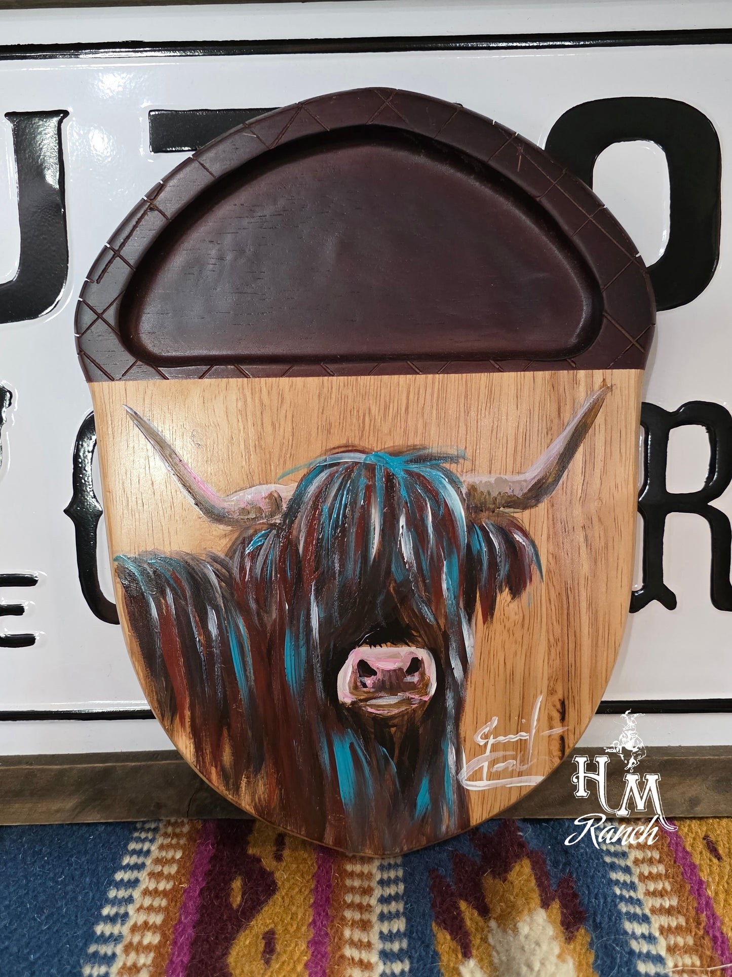 Wooden Cutting Board, Chocolate Highland, Jennifer Casebeer Art