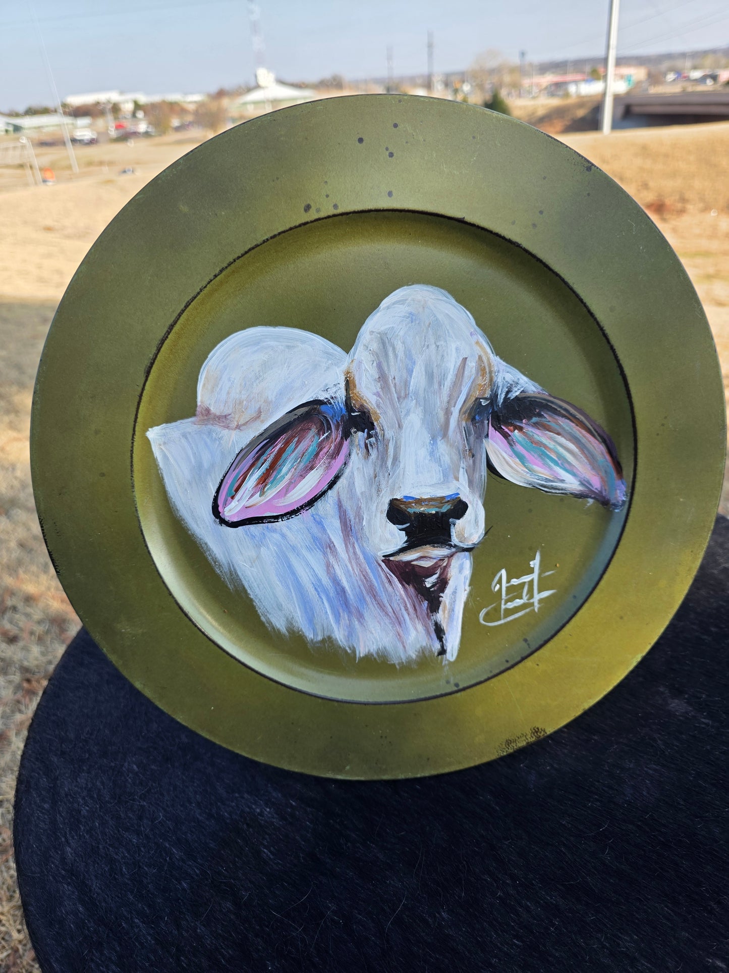 Brahma Charger Plate, Jennifer Casebeer Art