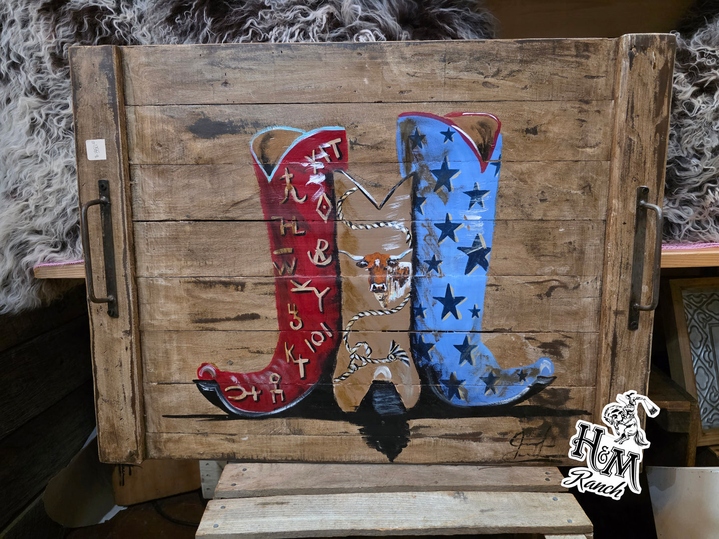 Longhorn Boots Oversized Noodleboard, Jennifer Casebeer Art
