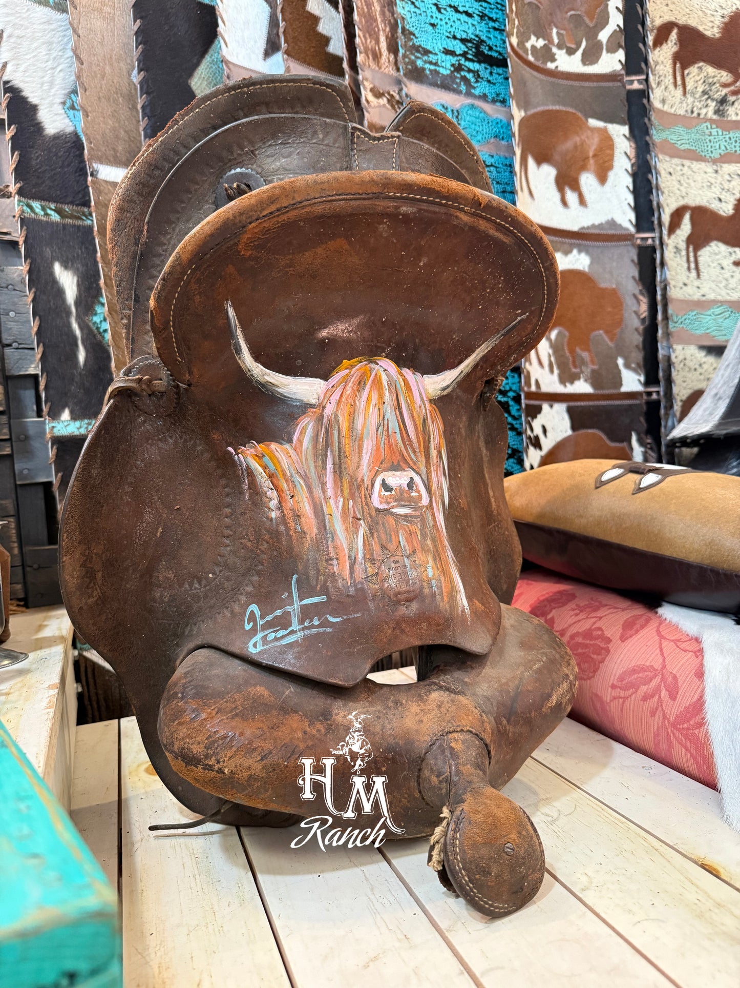 Jennifer Casebeer Art Highland on Vintage Saddle #108