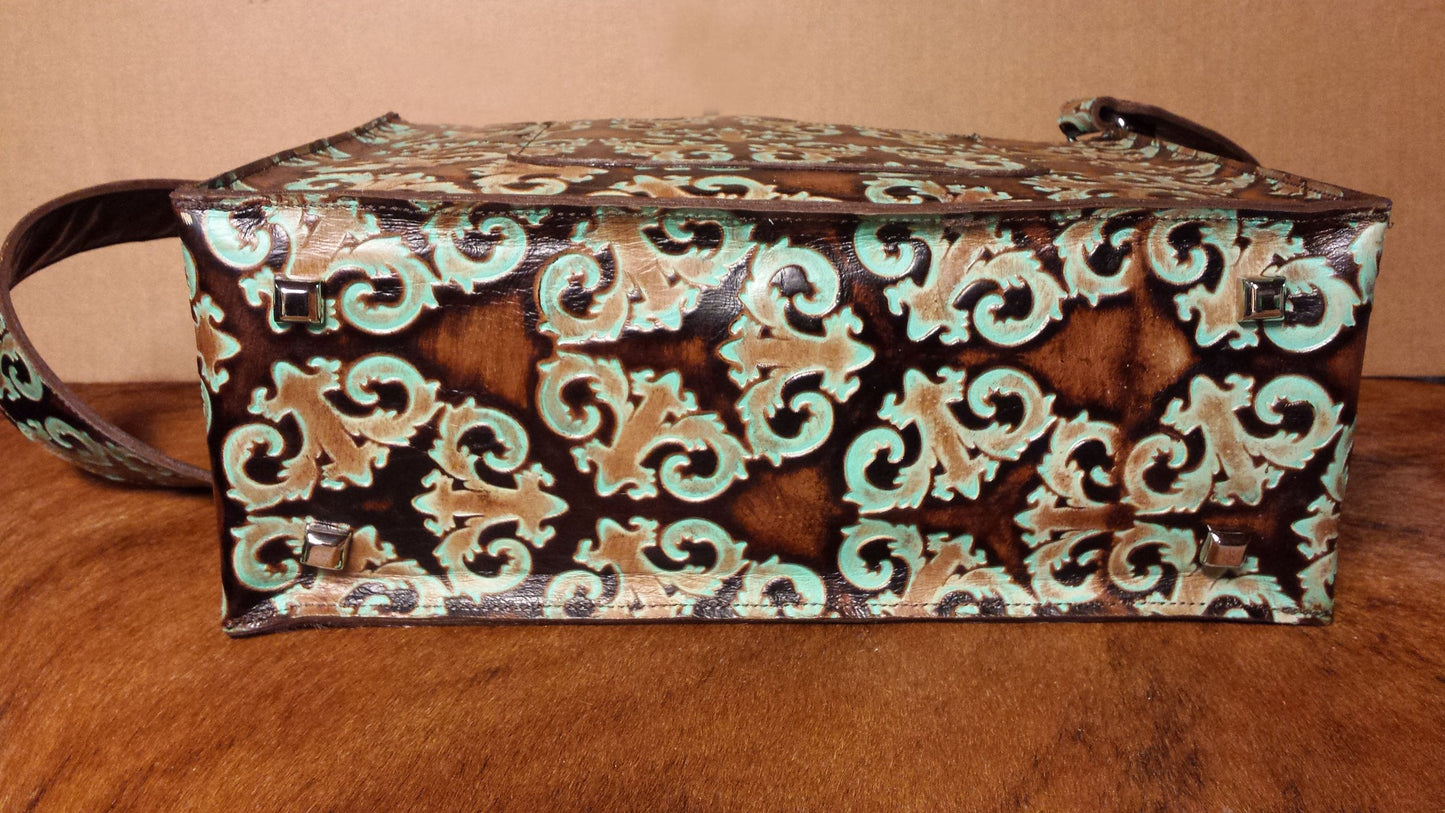 Box Style 13x10, Kaleidoscope Turquoise and Brown