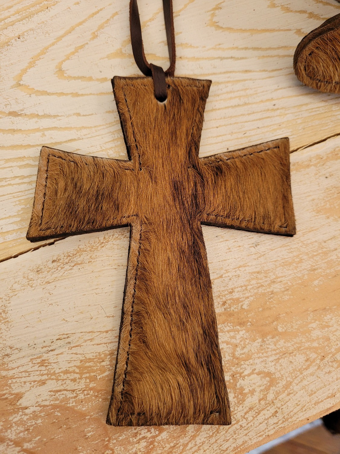 Leather Car Freshie, Cross