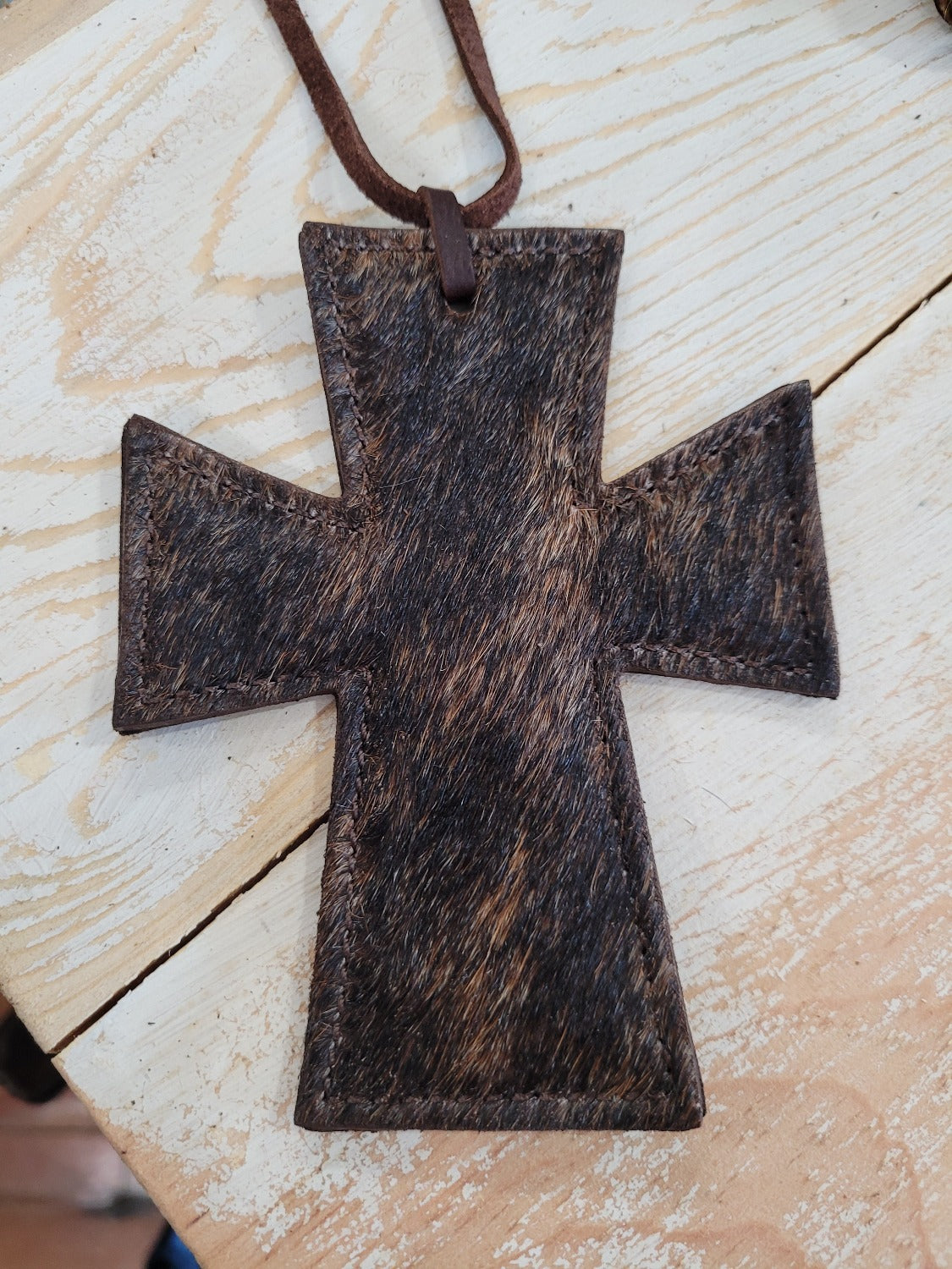 Leather Car Freshie, Cross