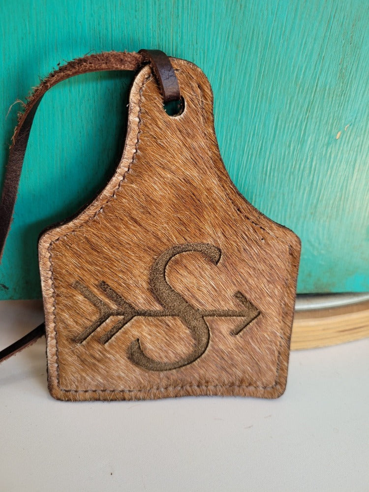 Leather Ear Tag Car Freshie, Arrow Initial