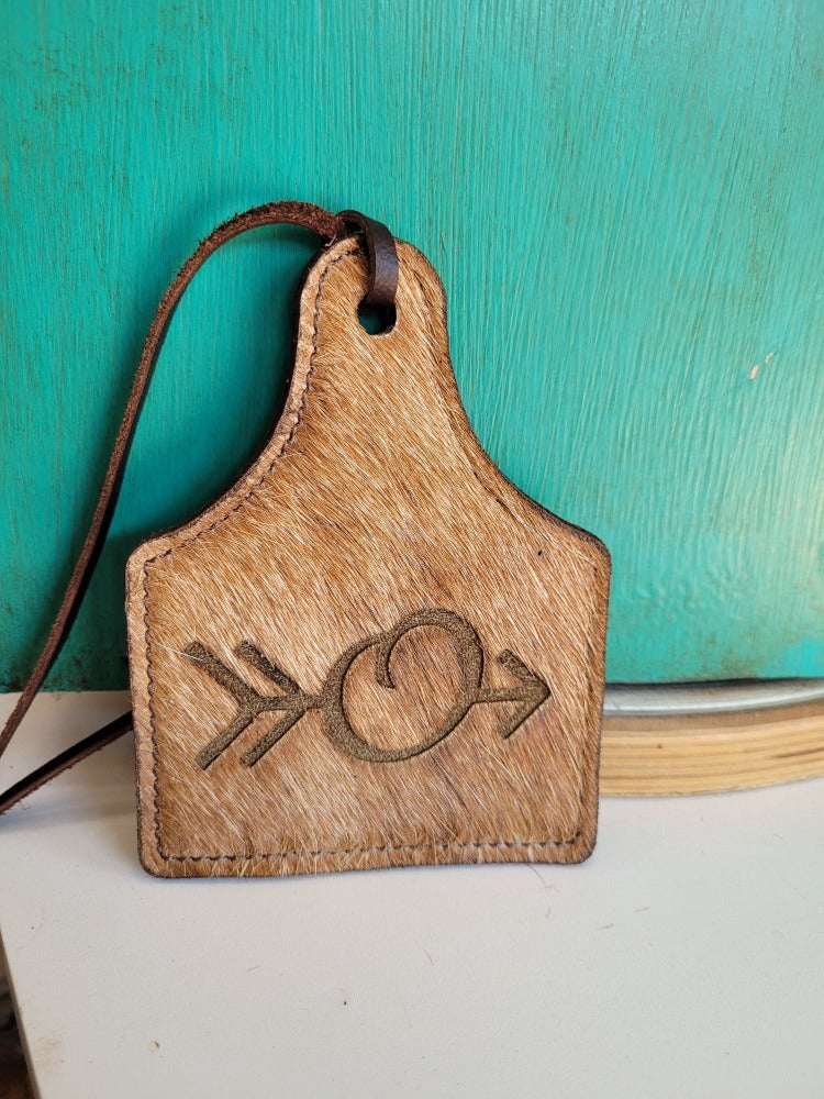 Leather Ear Tag Car Freshie, Arrow Initial