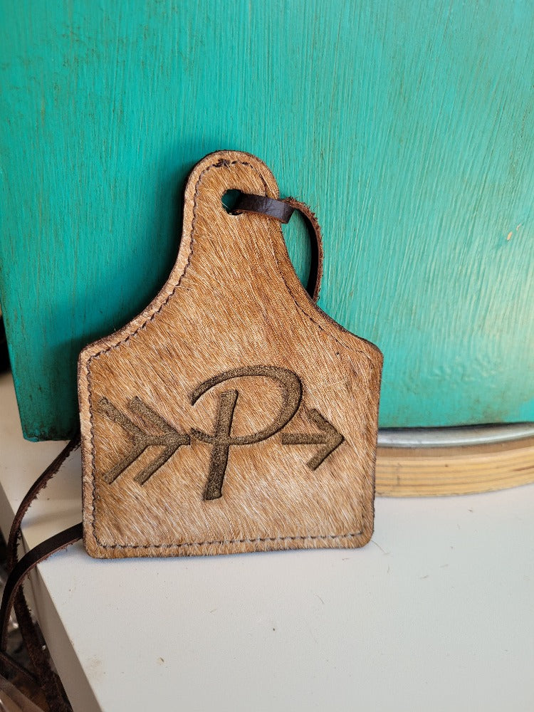 Leather Ear Tag Car Freshie, Arrow Initial