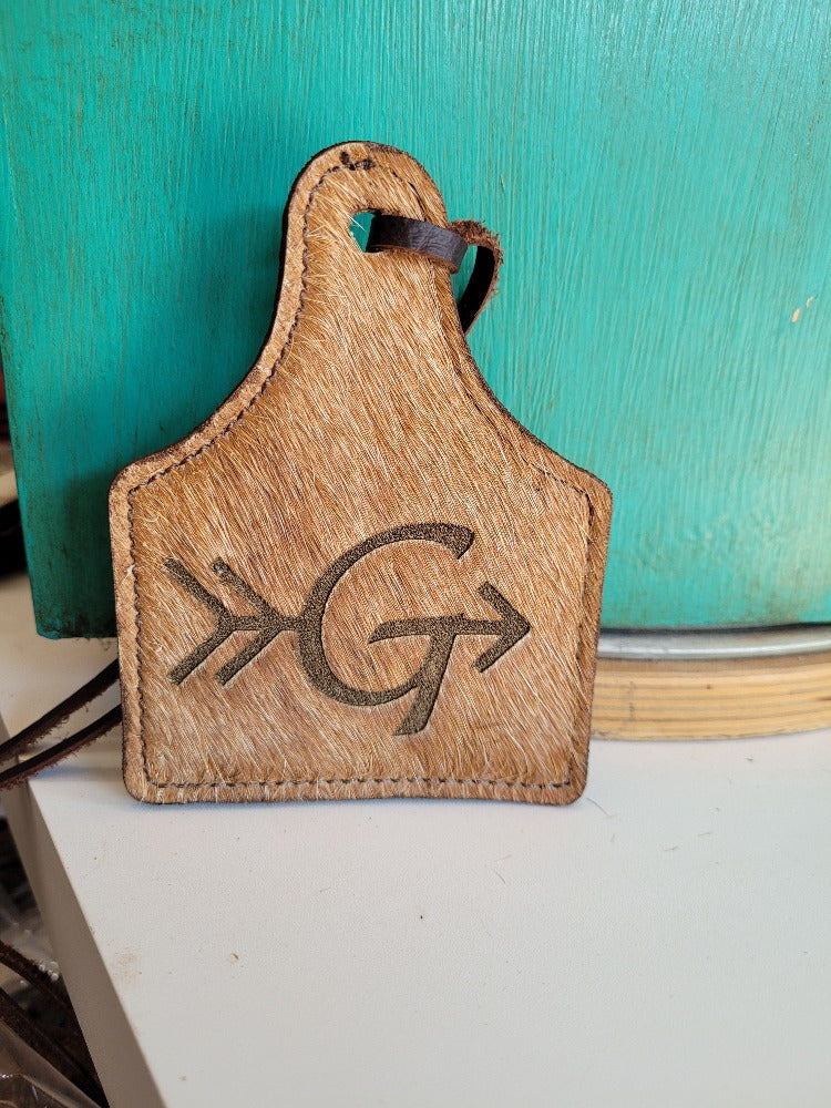 Leather Ear Tag Car Freshie, Arrow Initial