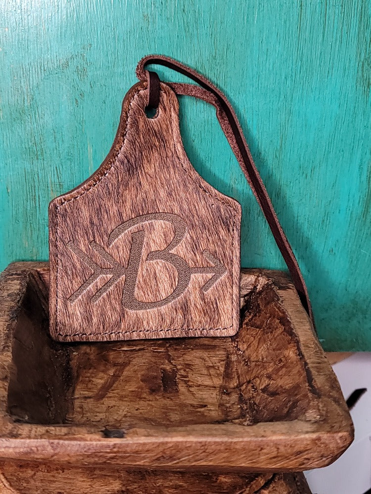 Leather Ear Tag Car Freshie, Arrow Initial