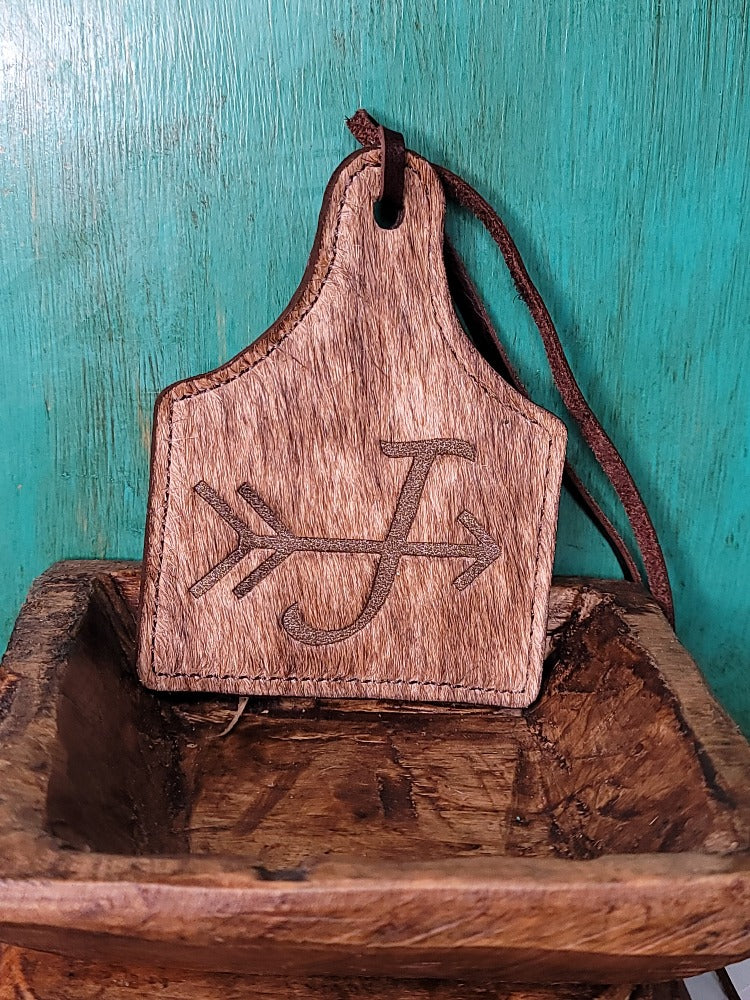 Leather Ear Tag Car Freshie, Arrow Initial