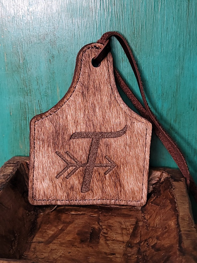 Leather Ear Tag Car Freshie, Arrow Initial