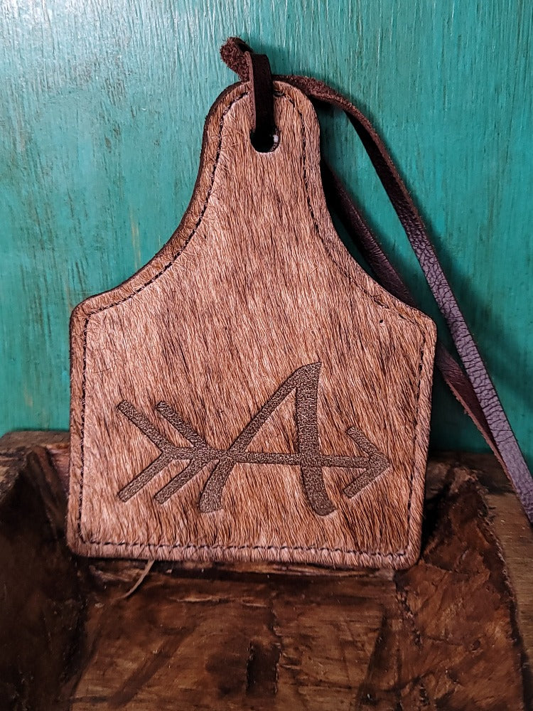 Leather Ear Tag Car Freshie, Arrow Initial