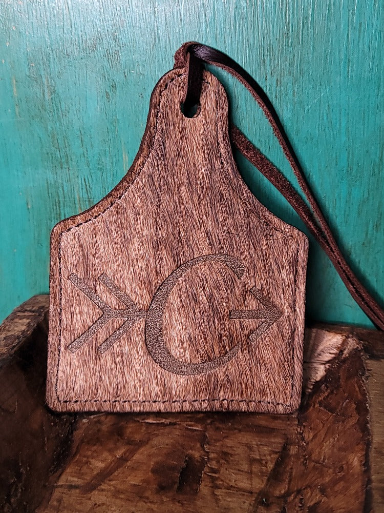 Leather Ear Tag Car Freshie, Arrow Initial