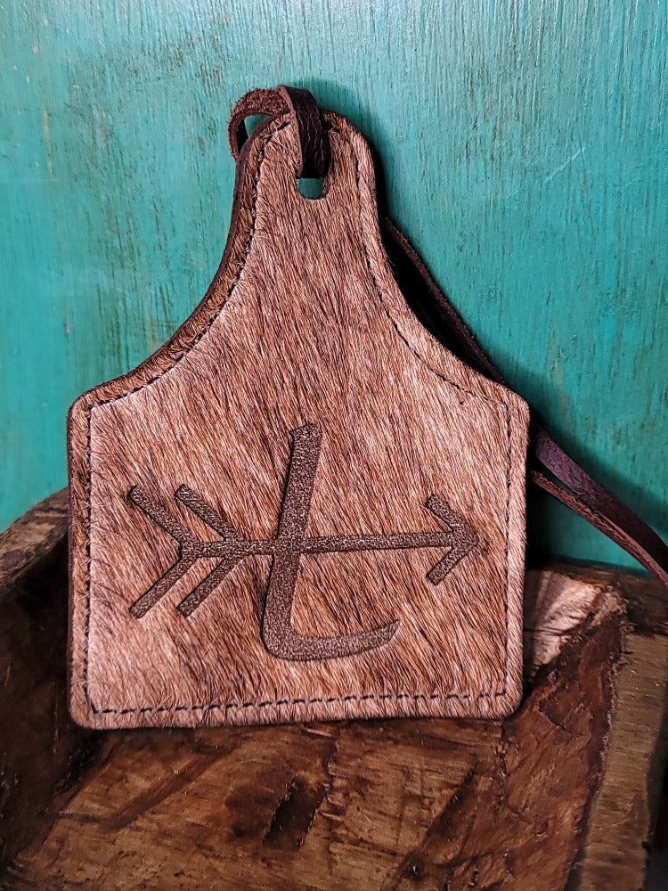 Leather Ear Tag Car Freshie, Arrow Initial