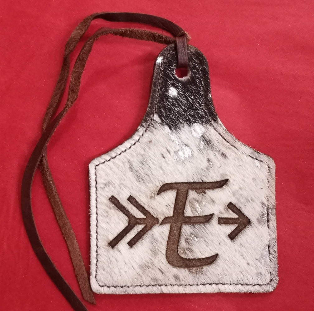 Leather Ear Tag Car Freshie, Arrow Initial