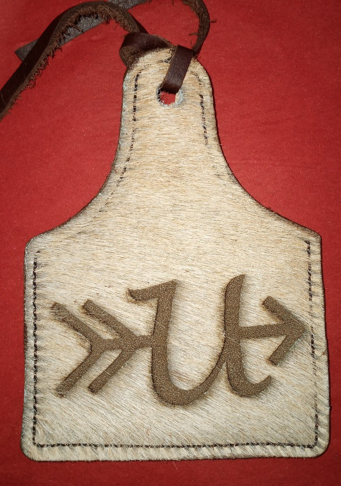 Leather Ear Tag Car Freshie, Arrow Initial